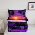 thumbnail image 5 of jejeloiu Neon Palm Sunset Full Size Comforter Sets For Girls,Beach Scene Print Bedding Comforter Set,Multicolor,Pink Reversible,3pcs,1 Comforter and 2 Pillowcases, 5 of 7