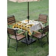thumbnail image 4 of Outdoor Tablecloth with Umbrella Hole for Patio/Picnic/Party/Camping, Yellow Bees Gnomes Waterproof Table Cloth Square Cover Washable, Spring Floral Branches Wooden (60"x 60"), 4 of 8