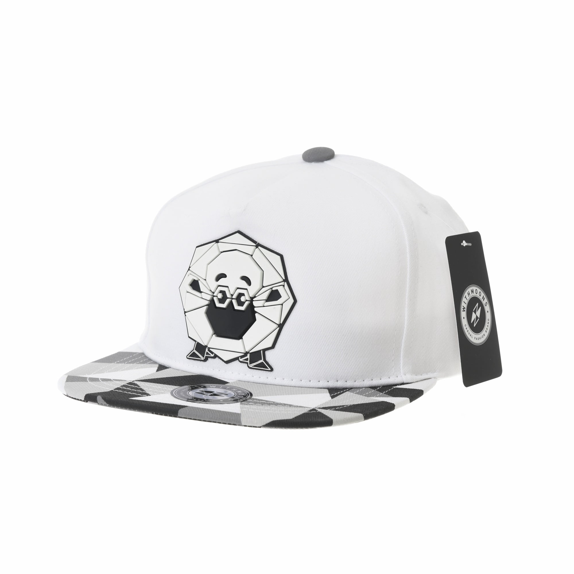 WITHMOONS Snapback Hat Loopy Sheep Paper Fold Patch Geometry Pattern Flat Brim Cotton Baseball
