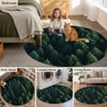 thumbnail image 5 of Green Forest Large Round Rug 8 FT, Non Slip Living Room Area Carpet, Modern Pine Trees Mysterious Art Washable Soft Circle Rug Non-Shedding Floor Carpet for Bedroom Office Dining Room, 5 of 9
