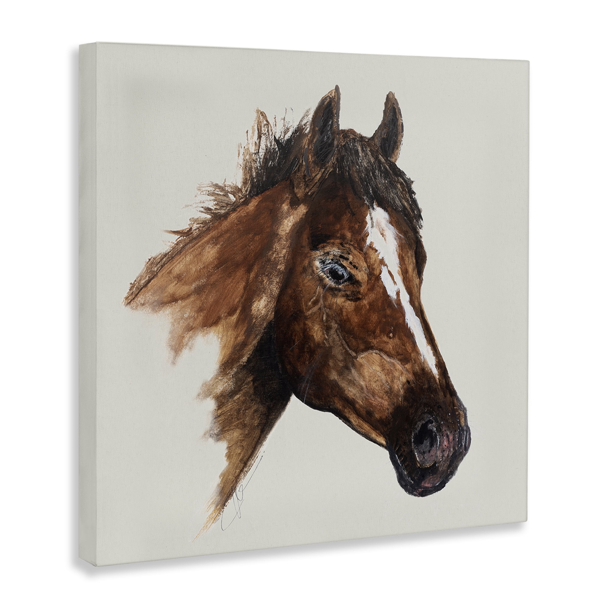 Stupell Industries Detailed Brown Horse Animals Painting Wrapped Canvas Art Print Wall Art, 30 x 30
