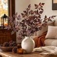 thumbnail image 5 of 3‑Pack Artificial Gratitude Leaf Stems, Faux Fall Burgundy‑Orange Foliage Branches, Realistic Autumn Decorative Stems for Vase, Table Centerpiece, Mantel, Shelf, Thanksgiving Farmhouse Home Decor,D, 5 of 7