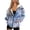 Blue Butterfly Marbled Print, variant on HELLHERO Sunflowers and Butterflies Drop Shoulder Cut Hooded Coat, Polyester Fabric Hooded Jacket With Zipper with Pockets Cropped Hoodie for Fall Vacation