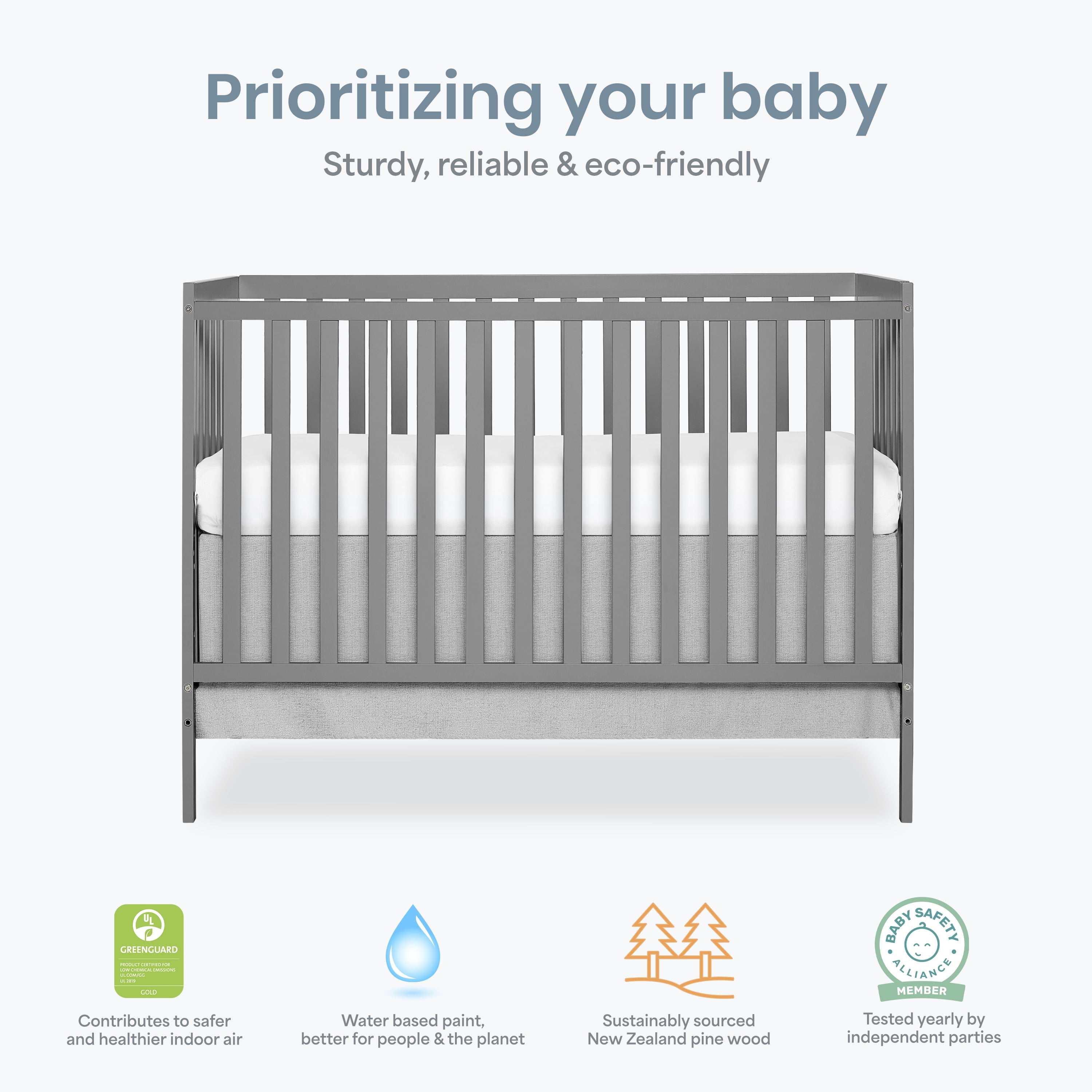 Dream On Me, Synergy, 5 in 1 Convertible Crib In Storm Grey