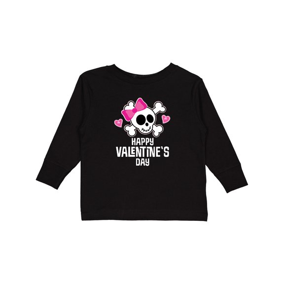 Inktastic Happy Valentines Day Girls Skull Girls Long Sleeve Toddler T-Shirt