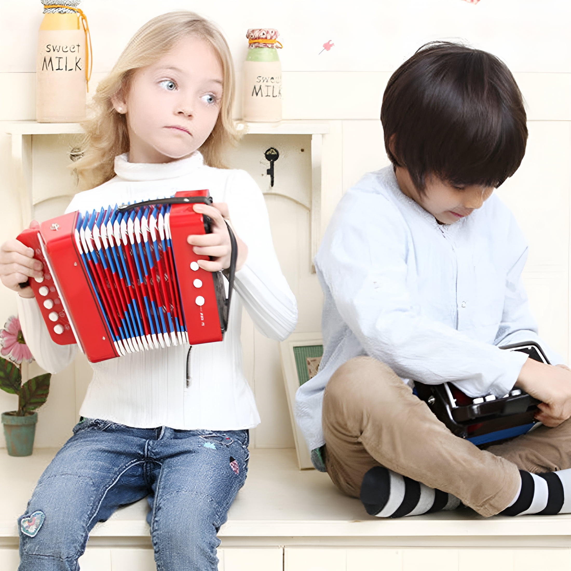 BESTSKY Kids Accordion Toy 10 Keys Buttons Mini Accordion Musical Instruments for Children,Kids,Toddlers,Beginners