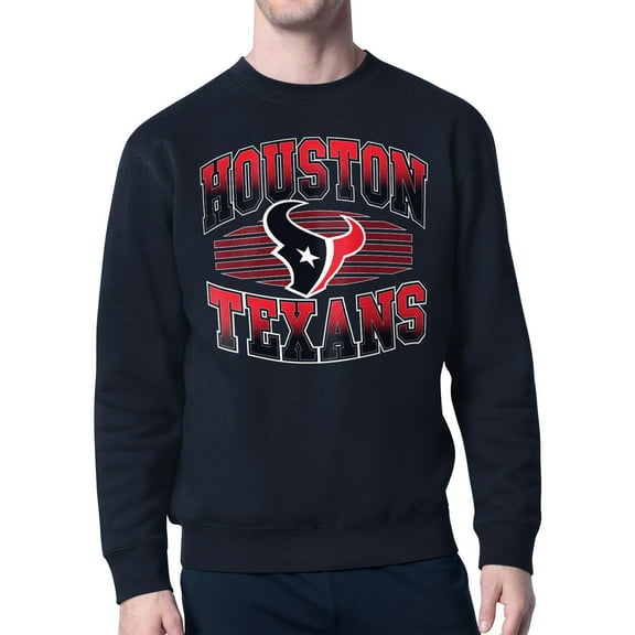 Men's Starter Navy Houston Texans Team Grit Graphic Fleece Pullover Sweatshirt