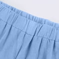thumbnail image 5 of HKYNLAG Bermuda Shorts for Women Comfy Knee Length Cotton Linen Shorts Loose Drawstring Waisted Shorts Solid Color Beach Pants with Pockets Sky Blue S, 5 of 7