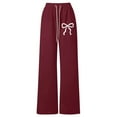 thumbnail image 3 of LRen Girl's Bowknot Baggy Sweatpants Lightweight Straight Leg Athletic Pants with Pockets Girl Casual Preppy Back To School Drawstring Joggers, 3 of 5