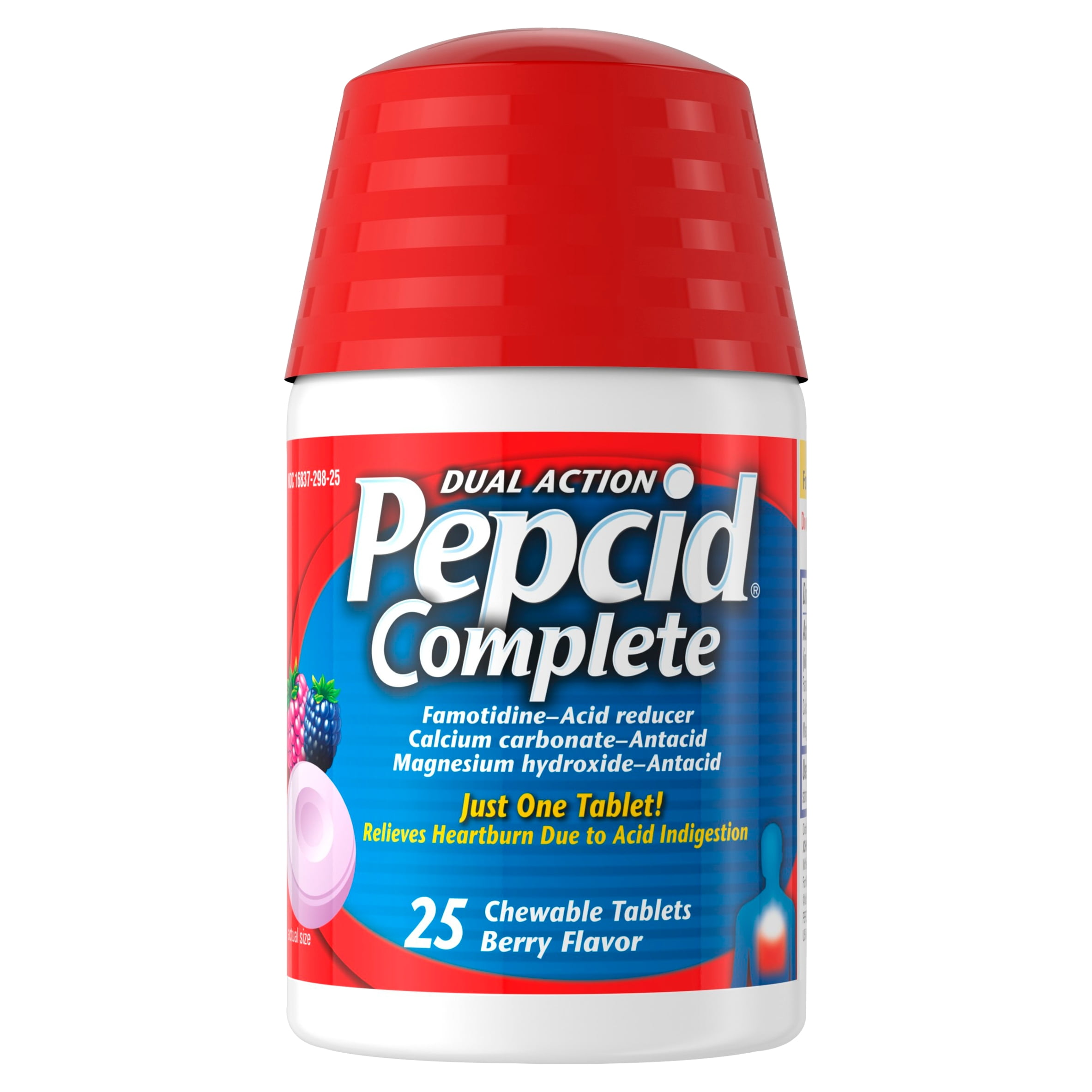 Pepcid Complete Acid Reducer + Antacid Chewable Tablets, Berry, 25 ct