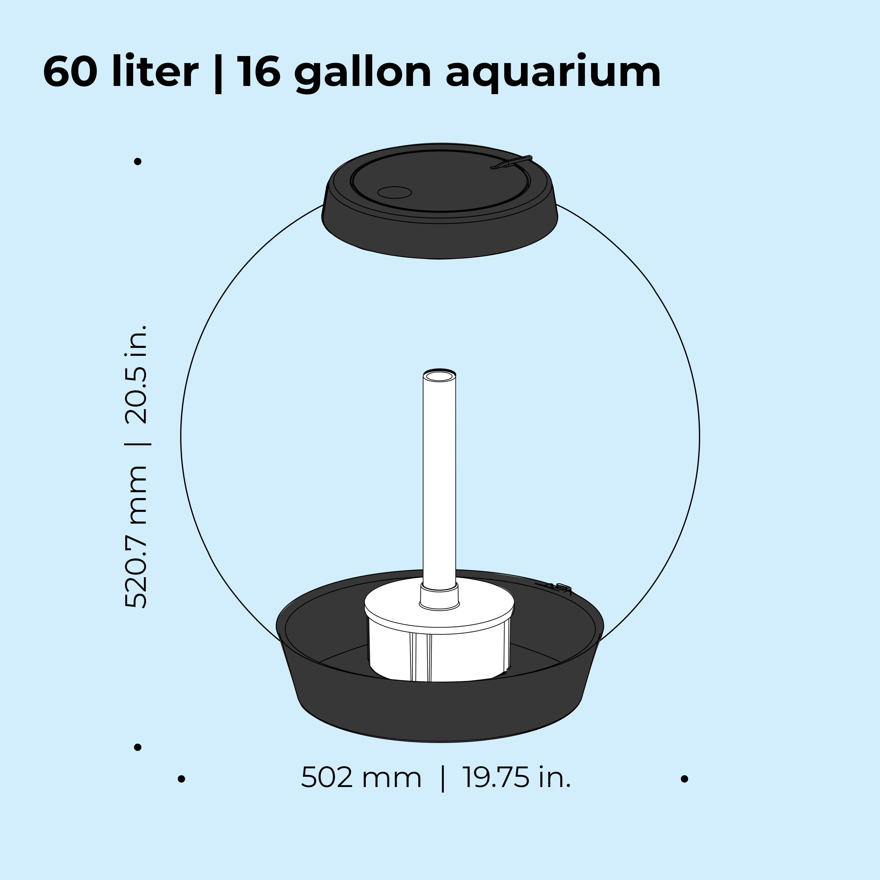 biOrb CLASSIC 60 Aquarium with MCR Light - 16 gallon, black