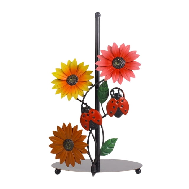 Kitchen Essentials Countertop Metal Paper Towel Holder Flowers Christmas Vertical Tissue Holder Rack Kitchen Roll Paper Stand Organizers