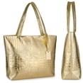 thumbnail image 2 of Bolso de hombro Valentoria de piel de cocodrilo dorado, 2 of 6
