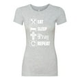 thumbnail image 2 of Eat Sleep Pray Repeat for Christians Faith | Womens Inspirational/Christian Slim Fit Junior Tee, Heather Grey, Medium, 2 of 3