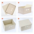 thumbnail image 3 of Unique Bargains Storage Cube, Fabric Bin with Lid and Handle Beige 14*11*7in, 3 of 5