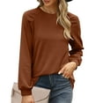 thumbnail image 2 of Vedolay Hoodies for Women Printed Stand Up Collar Women Long Sleeve Hoodless Sweater Brown,S, 2 of 4
