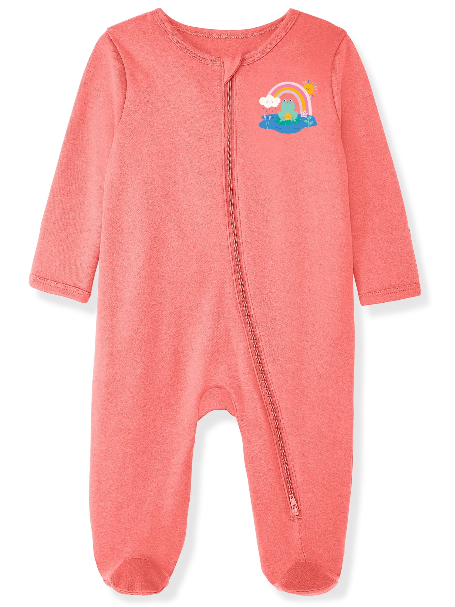 Garanimals Baby Girl Cotton Footed Sleep & Play Pajamas, Graphic Prints, 2-Pack, Sizes Newborn - 9M