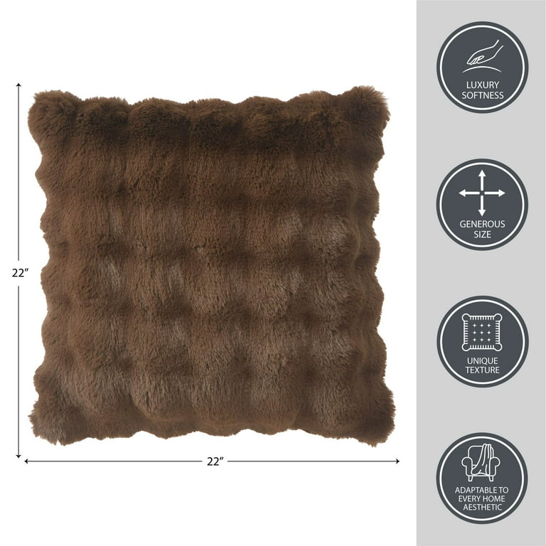 Better Homes & Gardens 22x22 Brown Bubble Faux Fur Pillow