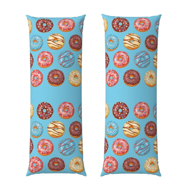 Balery Cute Donut Funda Protectora para Almohada Corporal de Algodón Hipoalergénico con Cierre(55 x 21 pulgadas), Almohadas No Incluidas