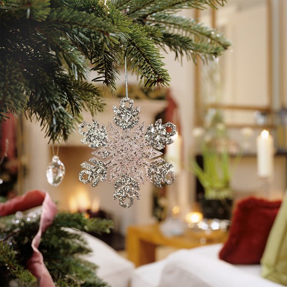 Xihbxyly Colgante de Copo de Nieve Navideño, Decoración Dorada Brillante, Material Irrompible, Versátil para Árbol o Corona, Ambiente Festivo, 4 Tamaños Disponibles, 1 Pieza Por Juego