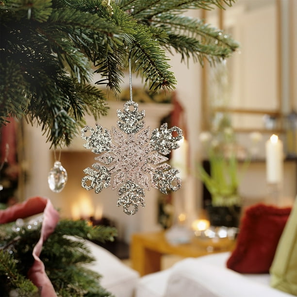 Colgante de Copo de Nieve con Purpurina Navideña Adornos Navideños Decora El Árbol de Navidad Añade Un Ambiente Festivo