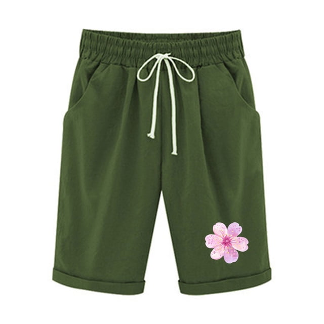 Birdeem Top and Shorts Sets for Women Womens Elastic Waist Printing Drawstring Shorts