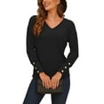 thumbnail image 1 of Avamo Womens Pullover Sweaters Ladies Long Sleeve V Neck Ribbed Button Knit Sweater Solid Color Jumper Tops S-5XL, 1 of 5
