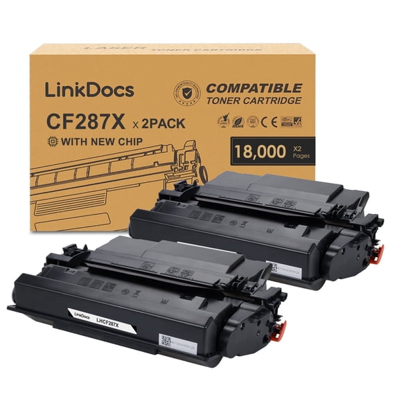 LinkDocs 87X Toner Cartridge Compatible for 87X CF287X Toner Cartridge High Yield used with Enterprise M506 M506dn M506n M506x Pro M501 M501dn M527 M527dn M527f M527z Printer (Black 2-Pack)