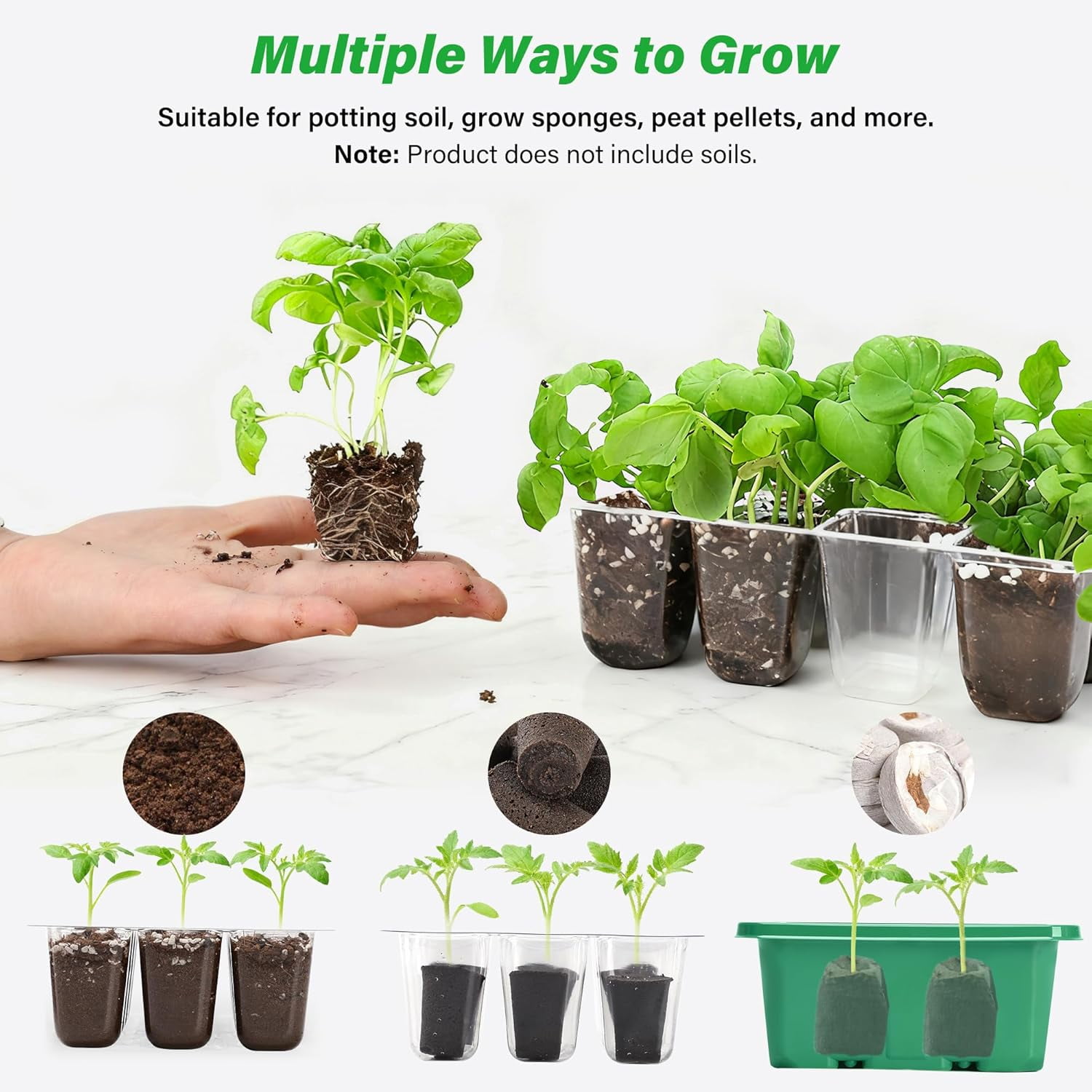 5-Pack Seed Starter Tray Seedling Kits,Plant Starter Kit with Adjustable Humidity Dome and Base Indoor Greenhouse Mini Propagator for Seeds Growing Starting (12 Cells per Tray,Black)