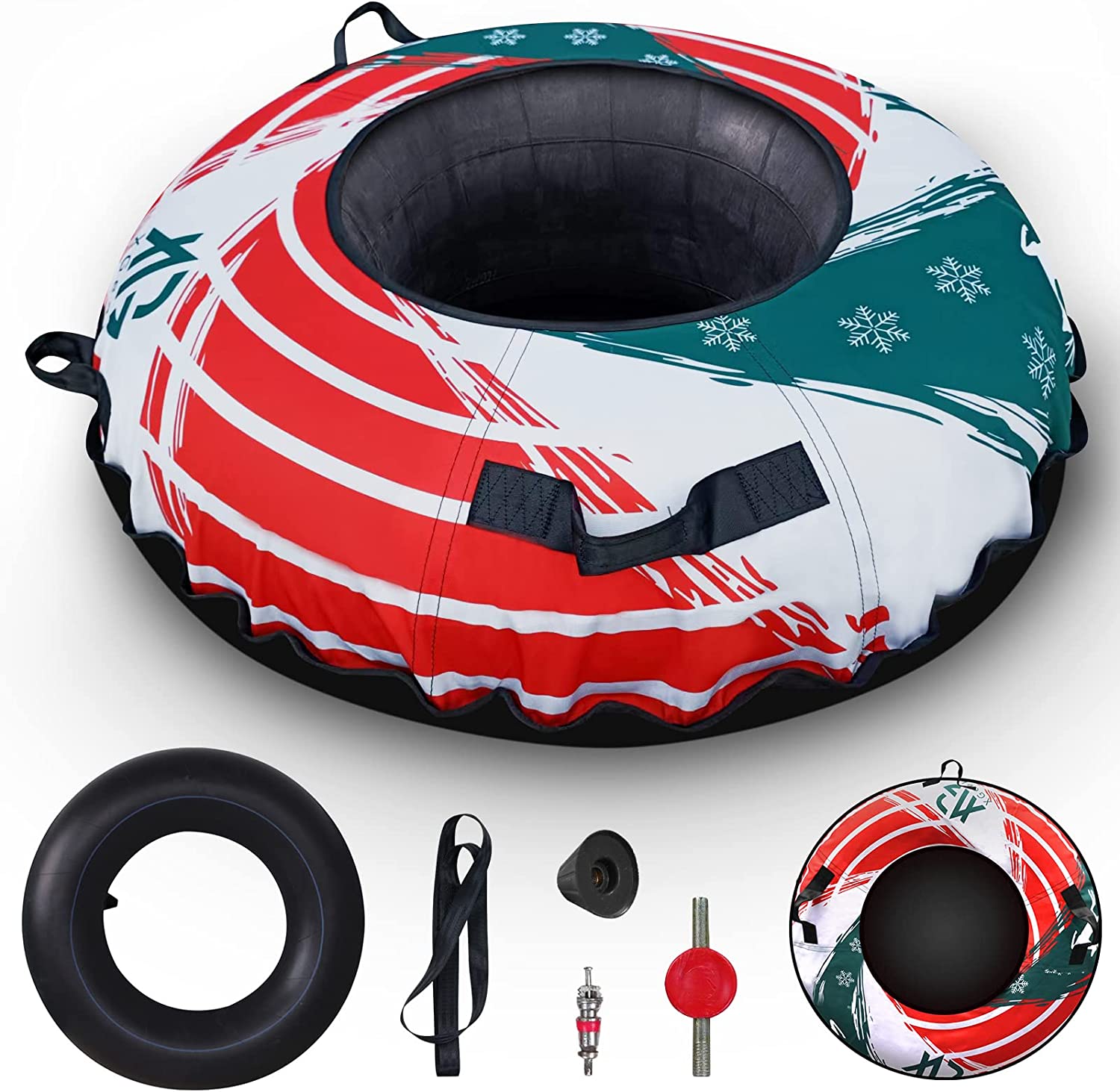 XGeek 44" Heavy Duty Snow Tube, High Speed River Snow Tube Snow Sleds with Premium Canvas Cover