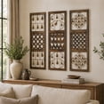 thumbnail image 3 of DecMode Farmhouse Carved Wood Cutouts with Hanging Bells Wall Décor, Set of 3 12"W x 36"H, 3 of 17