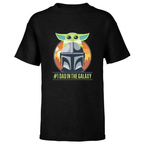 Star Wars The Mandalorian and Grogu #1 Dad in the Galaxy - Short Sleeve T-Shirt for Kids - Customized-Black