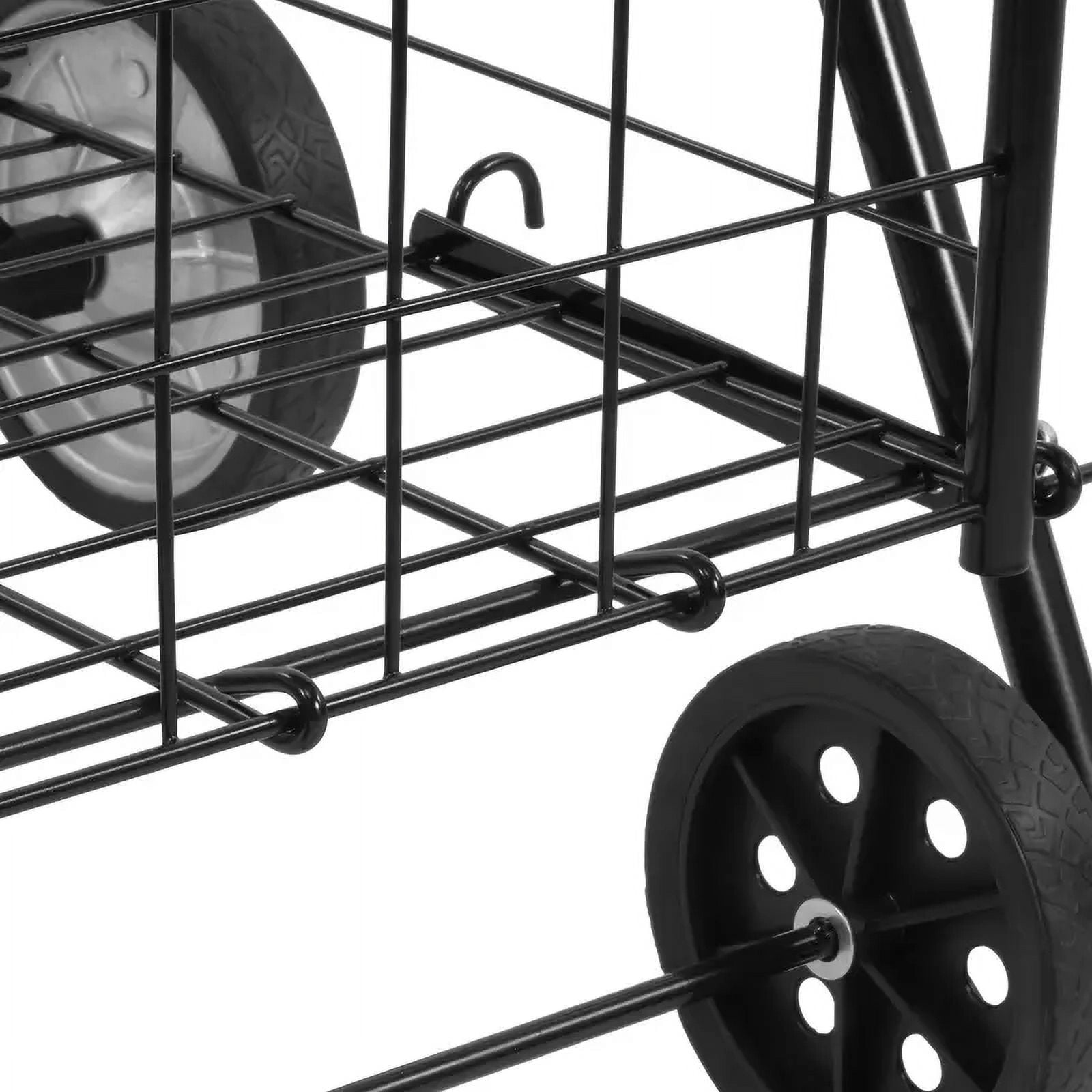 FlexWave Foldable Utility Cart，Lightweight Rolling Trolley， with Wheels, for Grocery, Laundry, and Luggage，Easy to Assemble and Store, Black