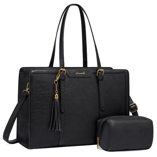 Bolsa de cuero vintage LOVEVOOK para portátil de 15.6 pulgadas con bolso de mano