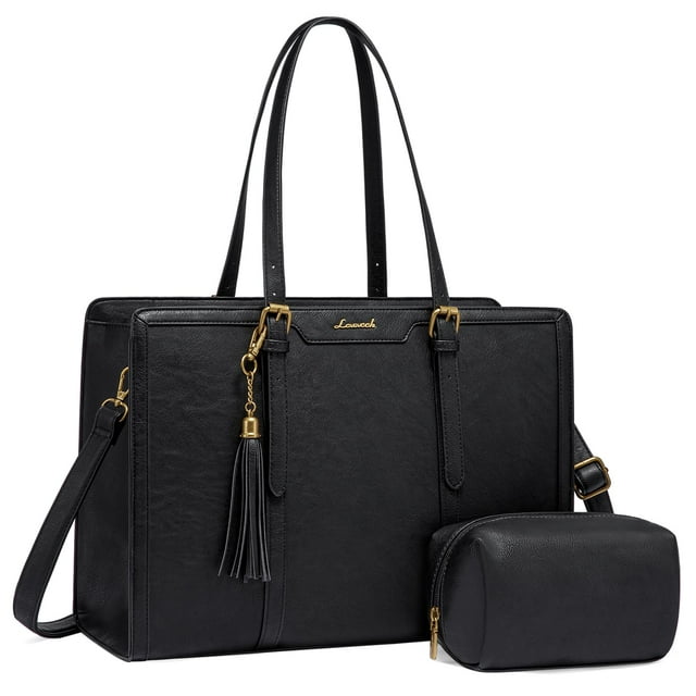 Bolsa de cuero vintage LOVEVOOK para portátil de 15.6 pulgadas con bolso de mano