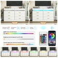thumbnail image 6 of ChVans 59"W Wooden Dresser with Glass Top & Jewelry Drawer, 6 Drawer Dresser for Bedroom with LED Lights and Charging Station, Modern Wide Chest of Drawers Double Dresser (White), 6 of 9