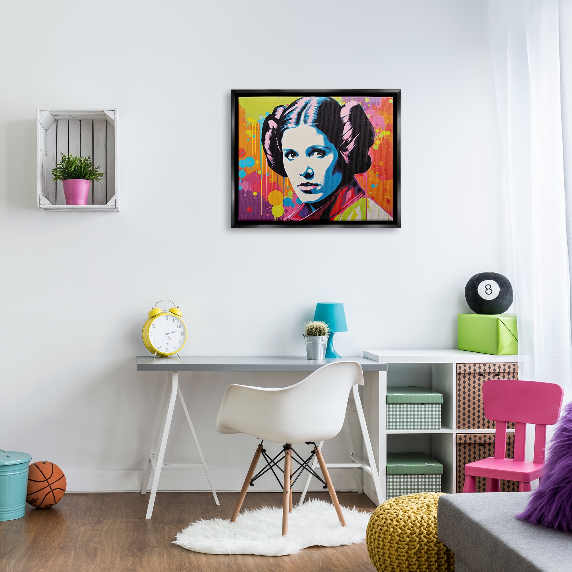 Stupell Industries Paint Splash Leia Fairy Tales & Fantasy Painting Black Floater Framed Canvas Art Print Wall Art, 31 x 25