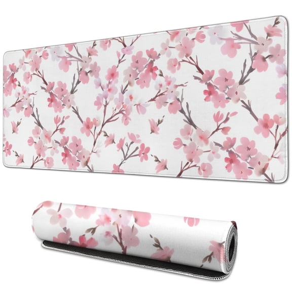 Long Mouse Pads for Desk,Pioneer Flower Floral Print Pattern Desk Mats on Top Of Desks, Desk Mouse Pad Extra Large with 3mm Non-Slip Base and Stitched Edge for Gaming,Office,Work,Home 31.5"x11.8"