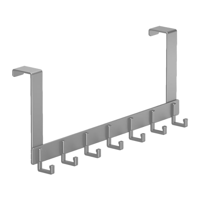 Over The Door Towel Rack With 6 Cloak Hooks Aluminum Bathroom Door Hanger For Doors 1.6 In To 1.8 In Thick 18.1 In X 7.1 In