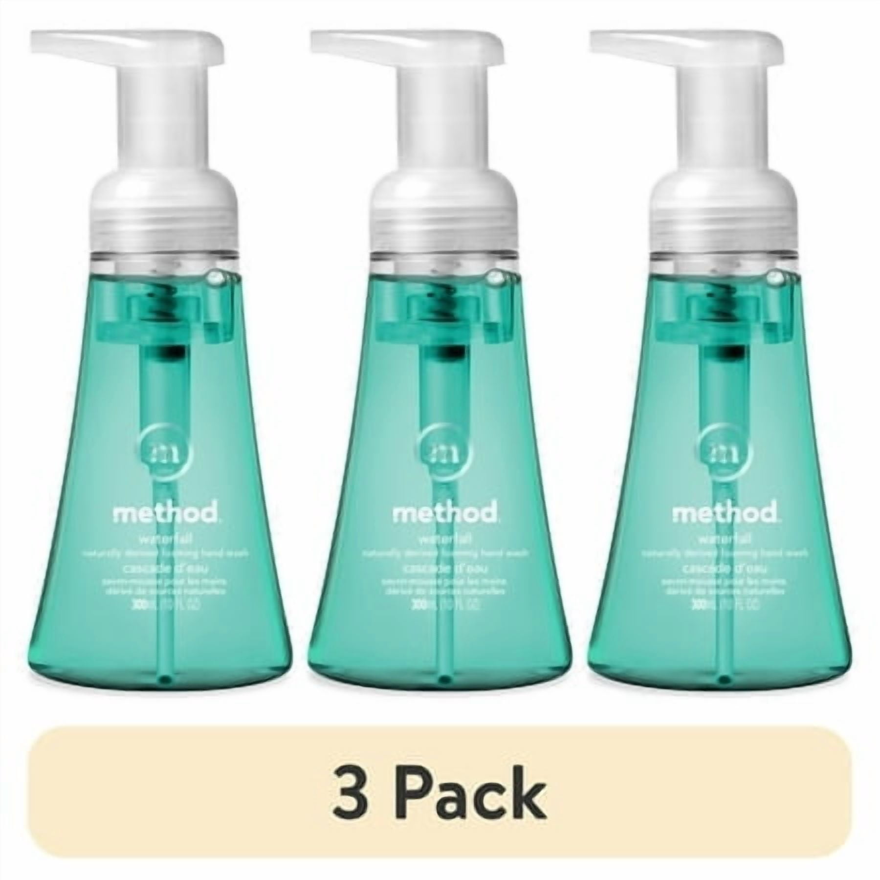 (3 pack) method Foaming Hand Wash, Waterfall - Leaves Hands Feeling Soft & Clean, for Bathroom & Kitchen, Water Lily & Sandalwood Notes, 10 fl oz