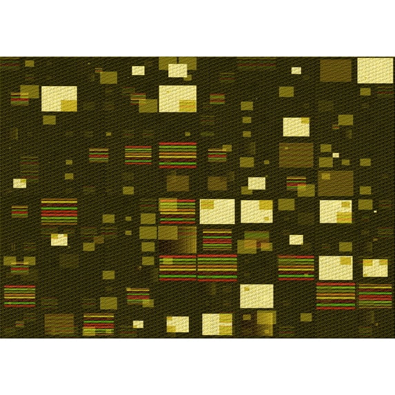 Ahgly Company Indoor Rectangle Patterned Dark Yellow Green Area Rugs, 8' x 10'