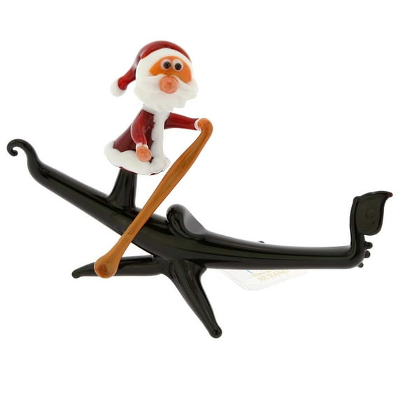 GlassOfVenice Murano Glass Venetian Gondola With Santa