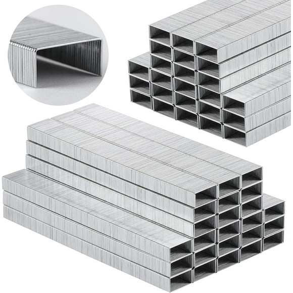 Agrafes pour Agrafeuse, 10000 Agrafes, Agrafes de 1/4 Po, Capacité de 20 Feuilles (26/6), Agrafes Standard, Agrafes Fournitures de Bureau, Agrafes de Bureau, Sans Confiture, Agrafes Standard, Recharge d'Agrafes, une Touche