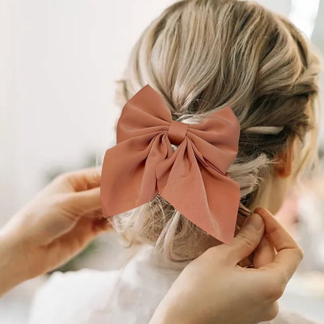 WIFKLSIIPG Solid Color Bow Bill Clip Hair Card Female Hair Net Red Candy Color Cute Wind Hair Accessories Back Hair