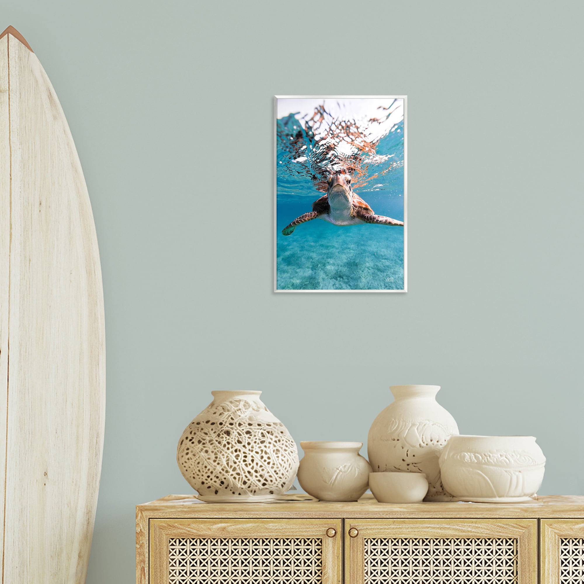 Stupell Industries Hello Sea Turtle Splash Animals Photography Unframed Art Print Wall Art, 13 x 19