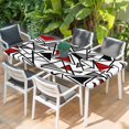 thumbnail image 2 of Red Black Geometric Table Cloths for 6 Foot Rectangle Tables, Abstract Art Modern Line Patio Waterproof Elastic Fitted Tablecloths, Washable Rectangular Table Cover for Camping, 2 of 8