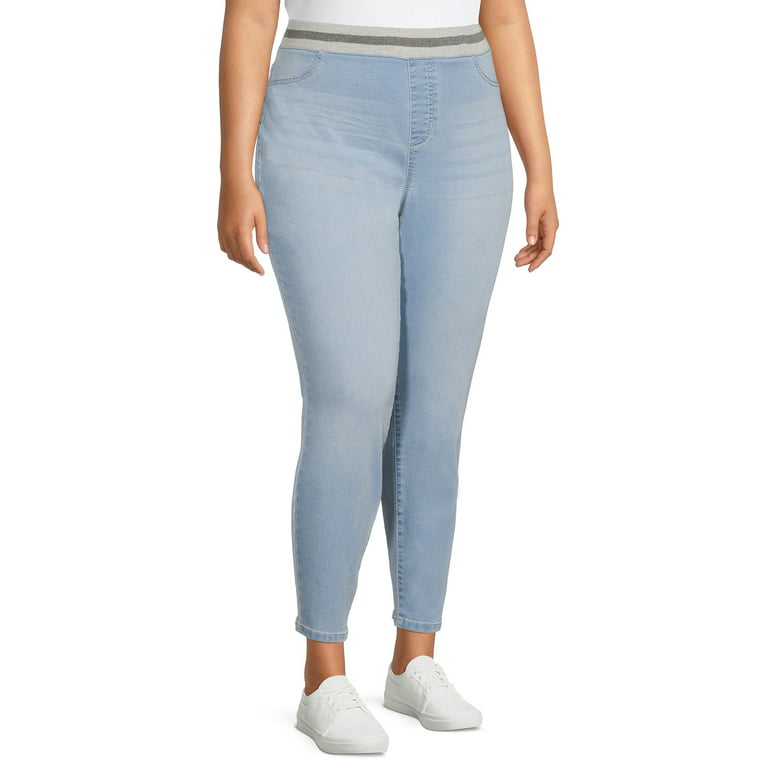 No Boundaries Juniors' Plus Size Essential Knit Pull On Jeggings with  Ribbed Elastic Waistband 