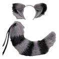 thumbnail image 2 of Accesorios de disfraz de cosplay Hugo Traje de juego de cosplay Cola de zorro Gris negro, 2 of 8