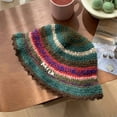thumbnail image 4 of SikaFu Color Striped Thermal Basin Hat Fashion Versatile Autumn and Winter Retro Temperament Knitted Bucket Hats for Women, 4 of 6