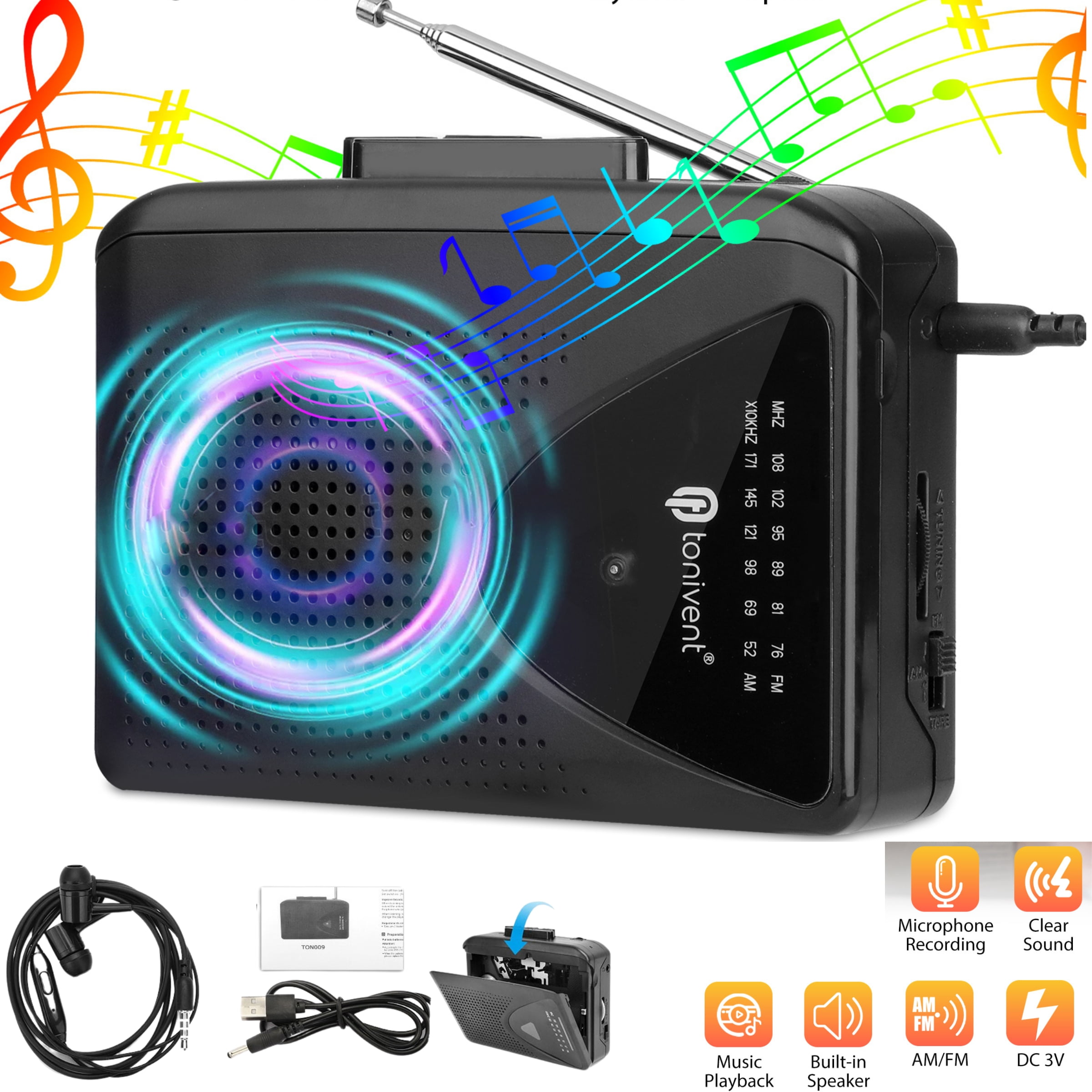 Portable Walkman AM FM Stereo Radio Cassette Recorder Player Built in